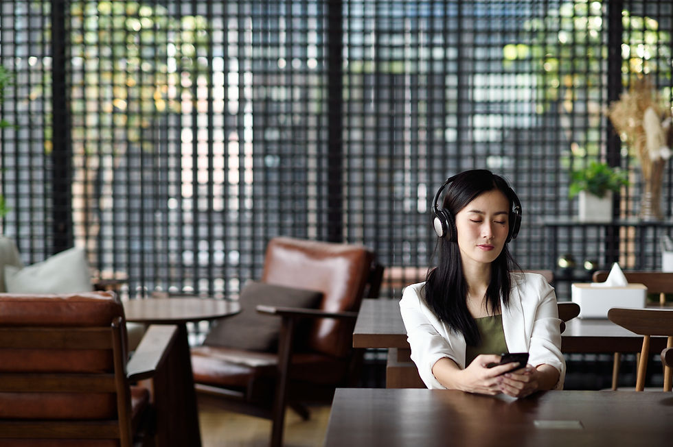Female listening to music